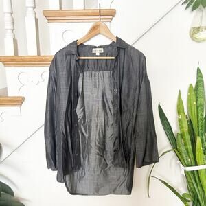 Cloth & Stone Black Tencel Button-Down Shirt Lightweight Casual Size S Small